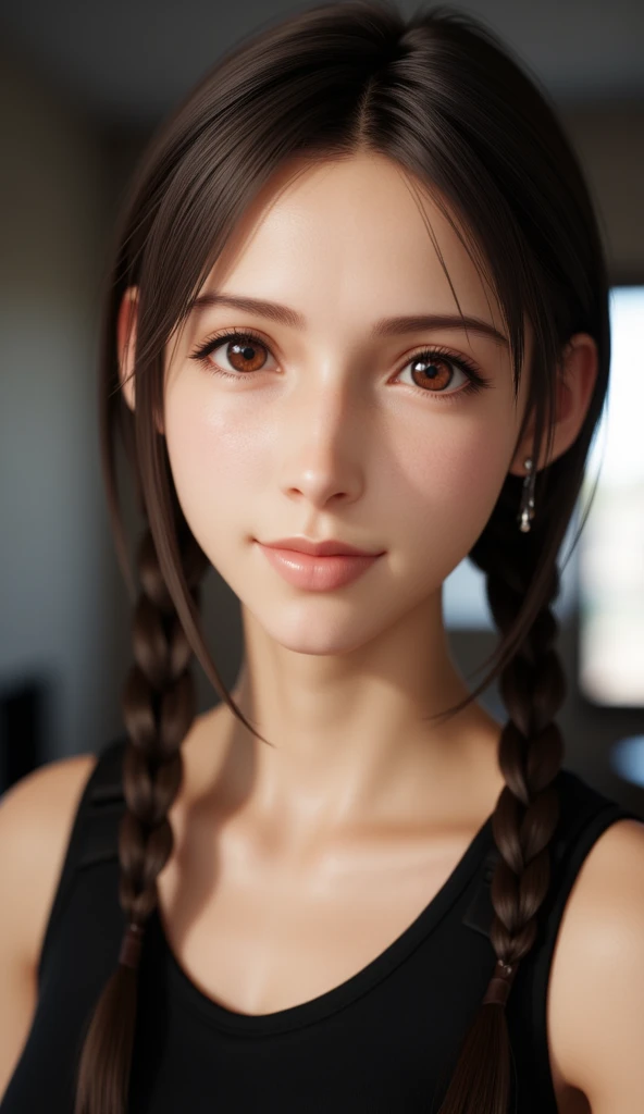 8K,Best Quality, masutepiece, 超A high resolution, (Photorealistic:1.4), Raw photo, (Authentic skin texture:1.3), (Film grain:1.3), (Selfie angle),1girl in, Bun hairstyle, Brown hair, Sitting, Chair, bored, Hand supporting chin, beautiful detailed eyes and face,masutepiece, Best Quality,close-up,upper bod,