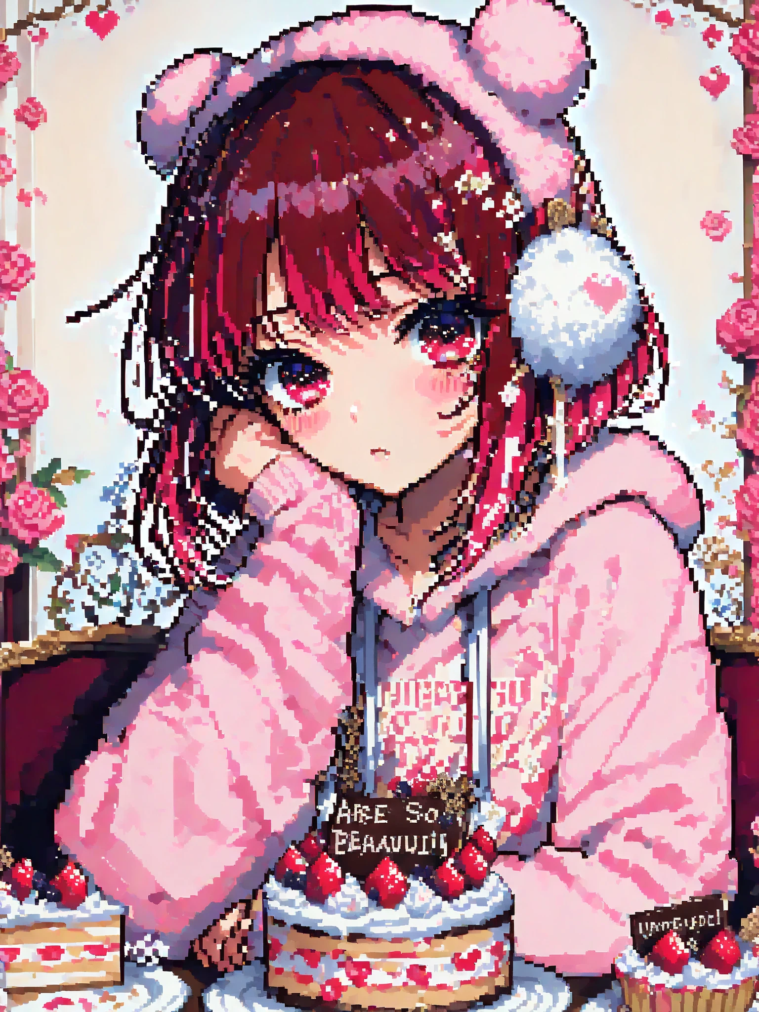 sweets変身, sweets,cake,womanhood,kana arima,Transformation Hero,pixel art,The background is softly illuminated ,,Anime Chic, (masterpiece, 最High Quality, High Quality, detailed background, complicated details,complicated,super high resolution, are so beautiful,Newest:1.2)