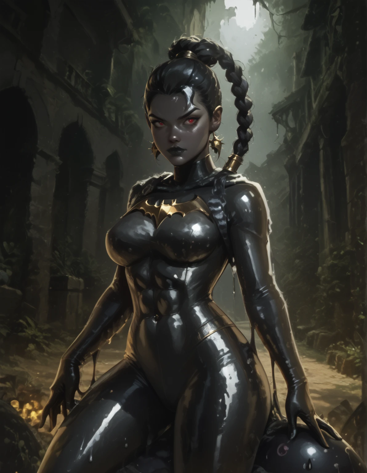 african girl, superhero black Spider Girl, combat stance, highly detailed, vibrant appearance, creative behavior, imaginative, , spontaneous, small breasts, sexi, naked breasts, topless, revealing, highest quality, skin texture, intricate details, (cinematic lighting), RAW photo, 8k, masterpiece,best quality,ultra-detailed,very detailed illustrations,extremely detailed,intricate details,highres,super complex details,extremely detailed 8k cg wallpaper