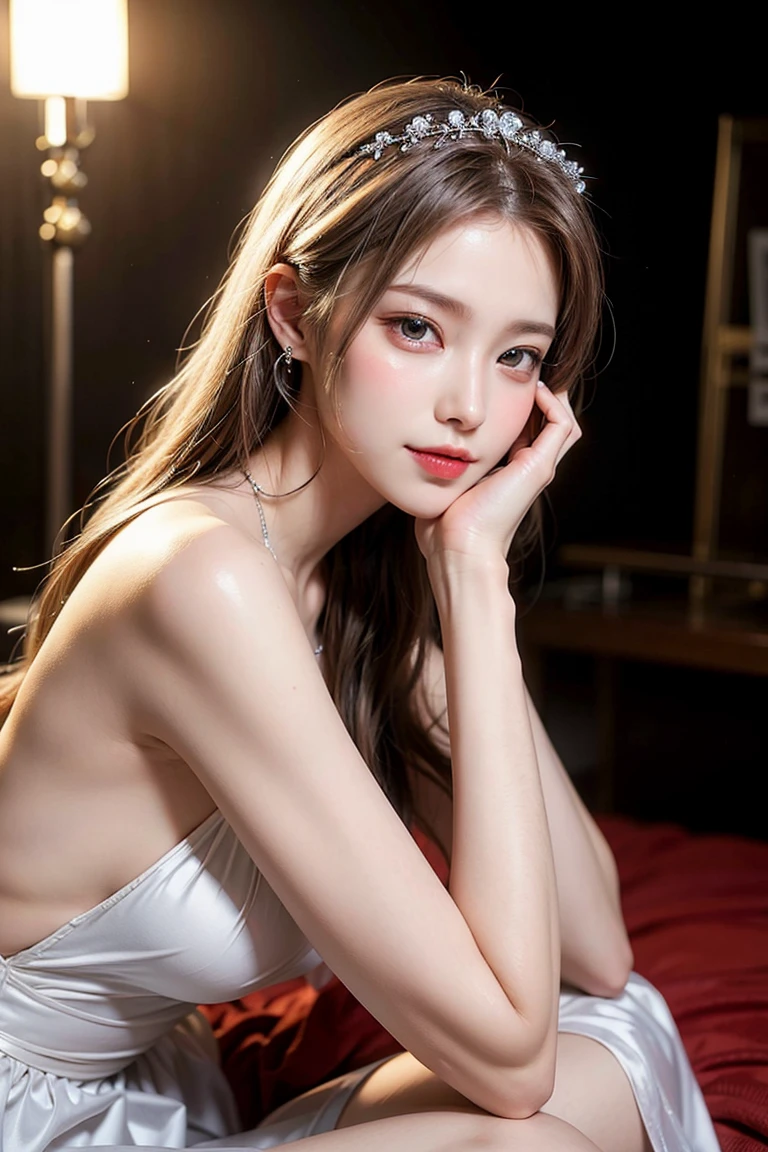 ((Realistic lighting、highest quality、8k、masterpiece:1.3))、Clear focus:1.2、Browsing Caution:1.2,（naked:1.2）、((Realistic)) , ((Real Light、highest quality))、Model Body Type:1.4、(Dark brown hair、 outside:1.2)、Dark brown eyes、Hair length、tropical rain forest、(24-years-old:1.3)、Ultra detailed face、Detailed eyes、double eyelid、necklace、bracelet、Hair on one eye、High heels、Eyeliner、drop down、Brush your hair up with both hands