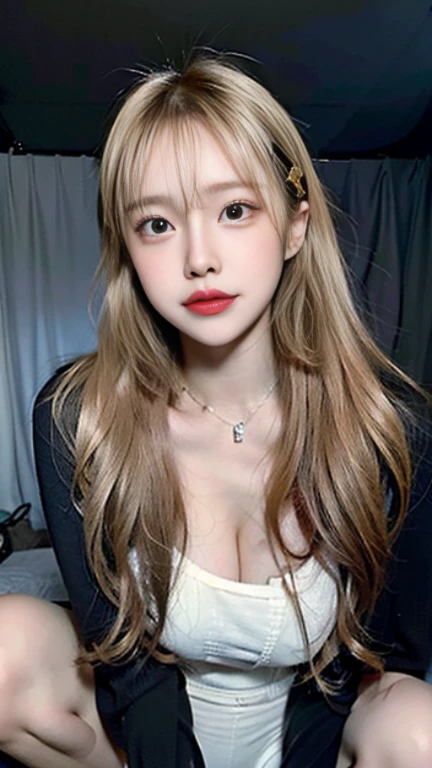 I am a 19 year old girl, Slightly larger buttocks, Long, straight hair, ((Hair Detailed)) (face detail), round face, laugh, masterpiece, high resolution, ((skin detail)), (face detail), (Hair Detailed)), large target , Innocent Girl, face, soft girl, beautiful breasts, pale skin, realistic lighting, (((Off-the-shoulder clothing))), (casual wear), cute hair accessories, showing division, (Wearing an oversized t-shirt), Ultra HD, surreal, full hd,