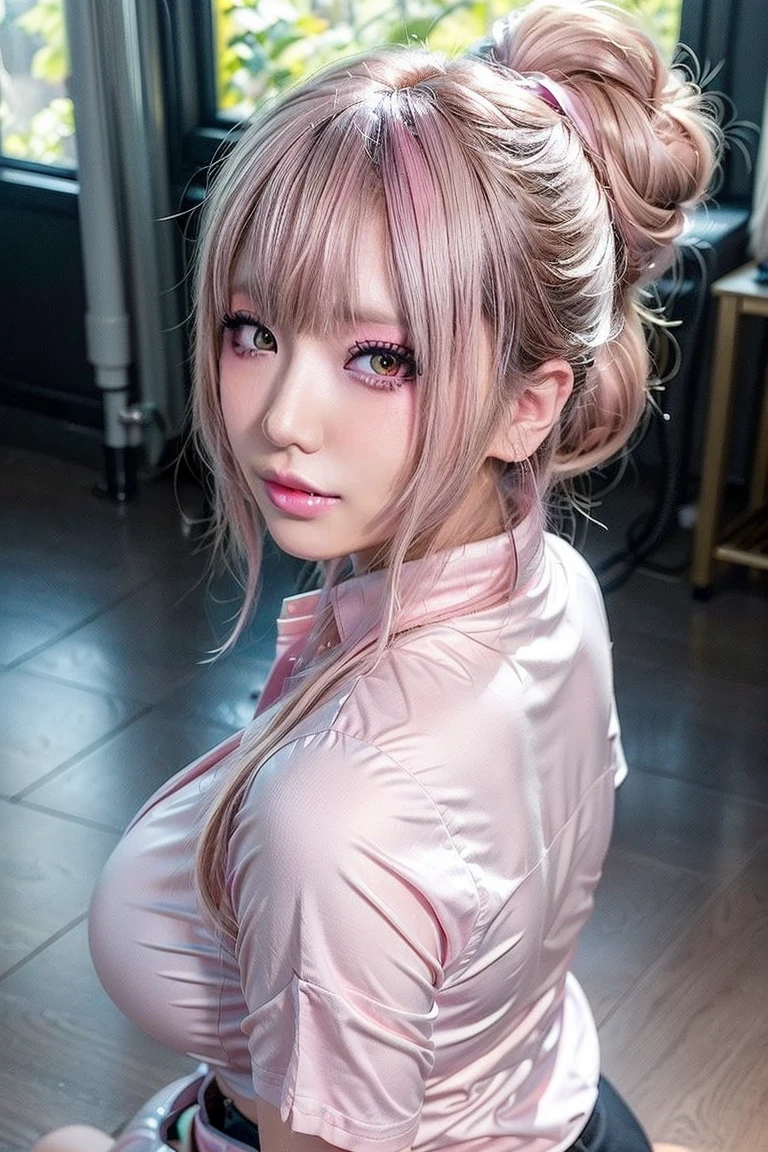 Camera View、Lift your smartphone、Woman filmed on smartphone、Fantasy, 1 , Cottage, human, Big Breasts, belly button, ,(Tabletop, Highest quality), Horizontal Thunder, ,Beautiful attention to detail, Lying in bed, Eyes widened, Sticking out tongue, 舌にejaculation, crazy, Intense sex、、Cumshot、Crying face、Seeding press、Open your mouth, shout, Ahegao, Heavy breathing, blush, Sweat, Multicolored Hair, Hair Bun, shiny pink blazer