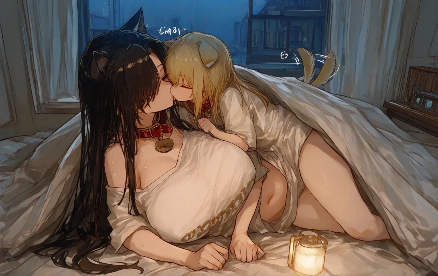 score_9, score_8_up, score_7_up, source_anime, masterpiece,1boy and 1girl , A busty futanari female demon has sex with a crossdressing priest in the doggy style position