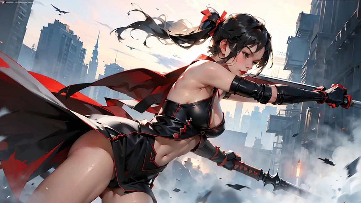 (Giantess element, high resolution, high quality, accurate body structure, detailed body), focus on girl,
BREAK,
Sexy, combat uniform, girl, looking up at approaching woman from below, cute, (girl destroying town with magic: 1.2), mischievous expression, white skin, smiling, trampling, walking, anatomically correct, accurate human body, accurate skeleton, full body portrait, shock wave from girl's hand, magic shock wave,
BREAK,
Destroying town, rubble, burning town, destroyed building, collapsed highway, car being crushed, evacuation of residents, sunset, burning town, rubble scattered at feet, increasing destructive elements, lightning-like aura, in ruined city,