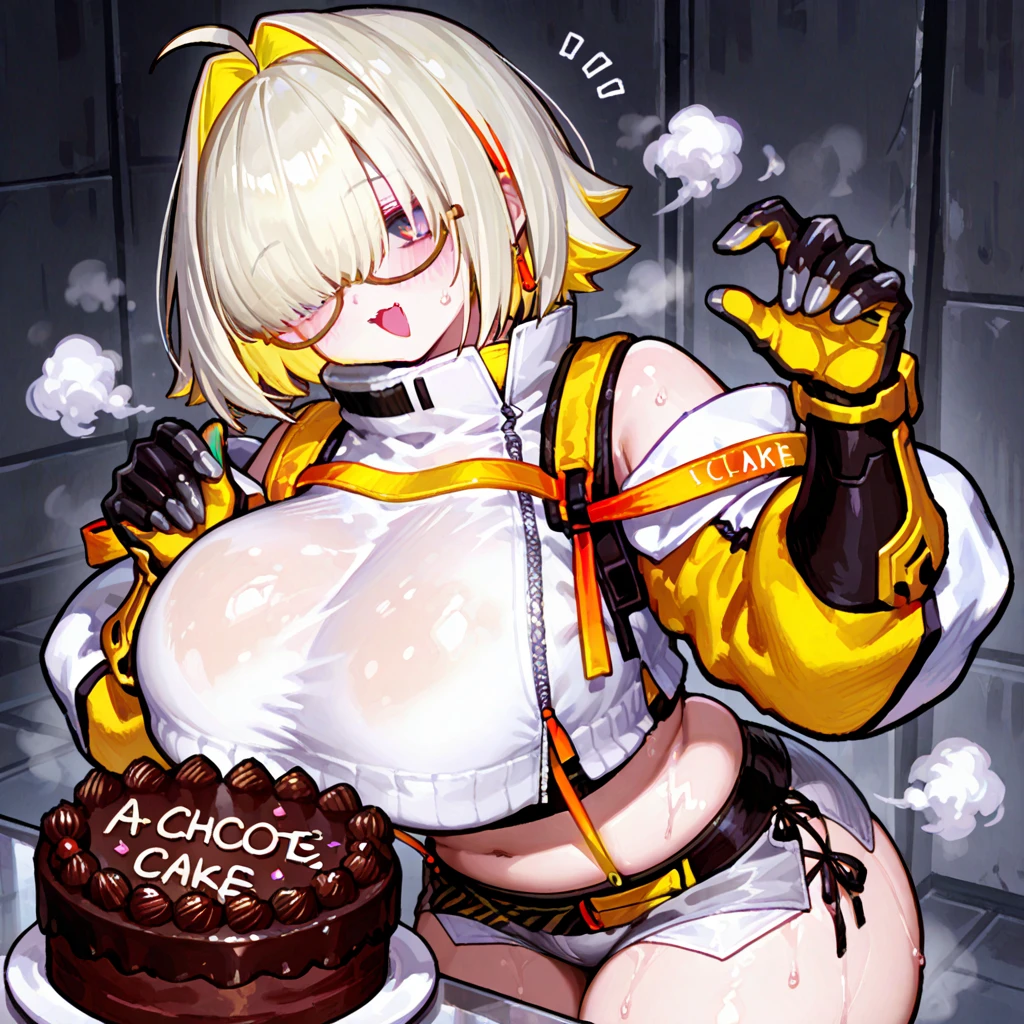 (small breasts:1.2), (perky chest:1.2), (pointed chest:1.2), (Pudding cake magazine cover:1.3),(from below:1.0),(shoot from the side:1.1),masterpiece, 1girl, Amazing Cleavage:1.1, thin waist, optimum,tmasterpiece,hight resolution,best qualtiy,hyper HD,super detailing,awardwinning,a 18yo cute girl,(The upper part of the body),anatomy correct,Beautiful Black miniskirt,garters,Gaze,Small face,bangss,holster,Beautuful Women,hands up,leg holster,Gaze,black boots,Cowboy Shot,cute face,a blond,Longhaire,Twin-tailed,Braids, Hairline,(scarlet eyes),long eyelasher,Hanging eye corners,White skin of the, ((see through camisole:1.1)), ((Sheer nipples:1.0)),Rocket ,(Slim body),smile,seductive weak smiling,(with sparkling eyes and a contagious smile),little open mouth, Looking at Viewer,