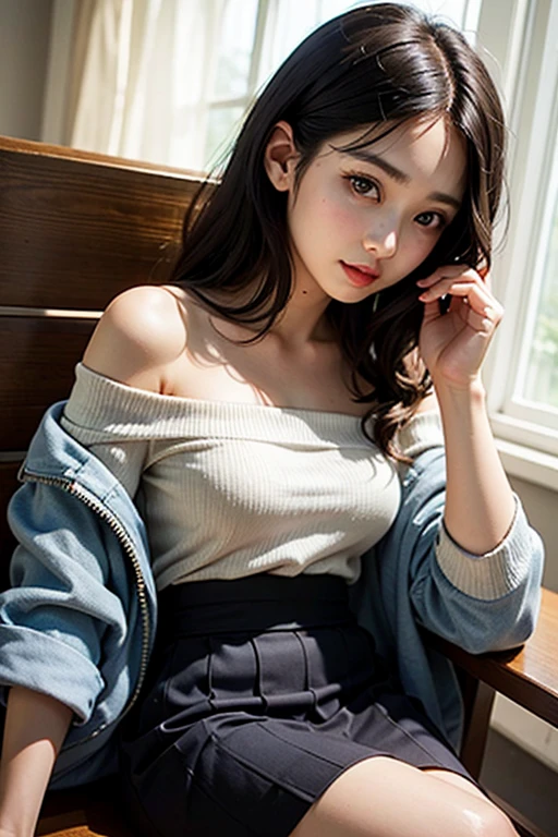 Best quality, masterpiece, ultra high res, (photorealistic:1.4), raw photo, 1girl, off shoulder, cinematic lighting