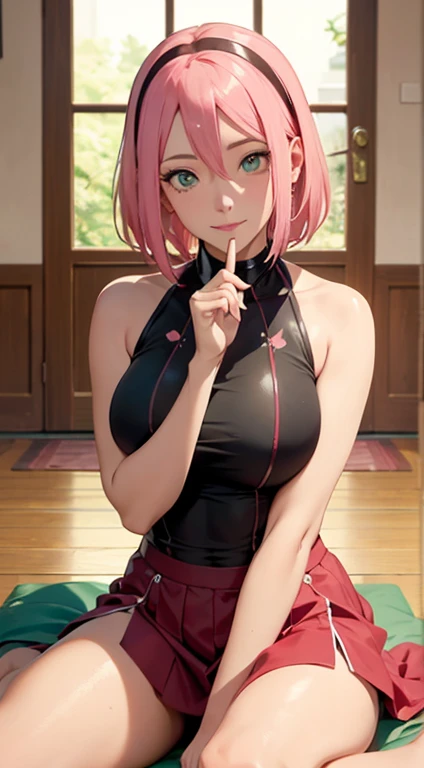 sakuraharuno, sakura haruno, short hair, bangs, (green eyes:1.5), pink hair, hairband, facial mark, (forehead mark:1.2), red hairband, (swept bangs:1.5), (small breast:1.2),
dress, short skirt, gloves, black gloves, sleeveless,сleavege,neckline,nipples,
BREAK looking at viewer,
BREAK outdoors, city, nature, forest,night,stars,starfalls,
BREAK (masterpiece:1.2), best quality, high resolution, unity 8k wallpaper, (illustration:0.8), (beautiful detailed eyes:1.6), extremely detailed face, perfect lighting, extremely detailed CG, (perfect hands, perfect anatomy),bend over,sit on floor, spread legs,showing panties,lace panties,stockings,stocking suspenders,arms behind head.