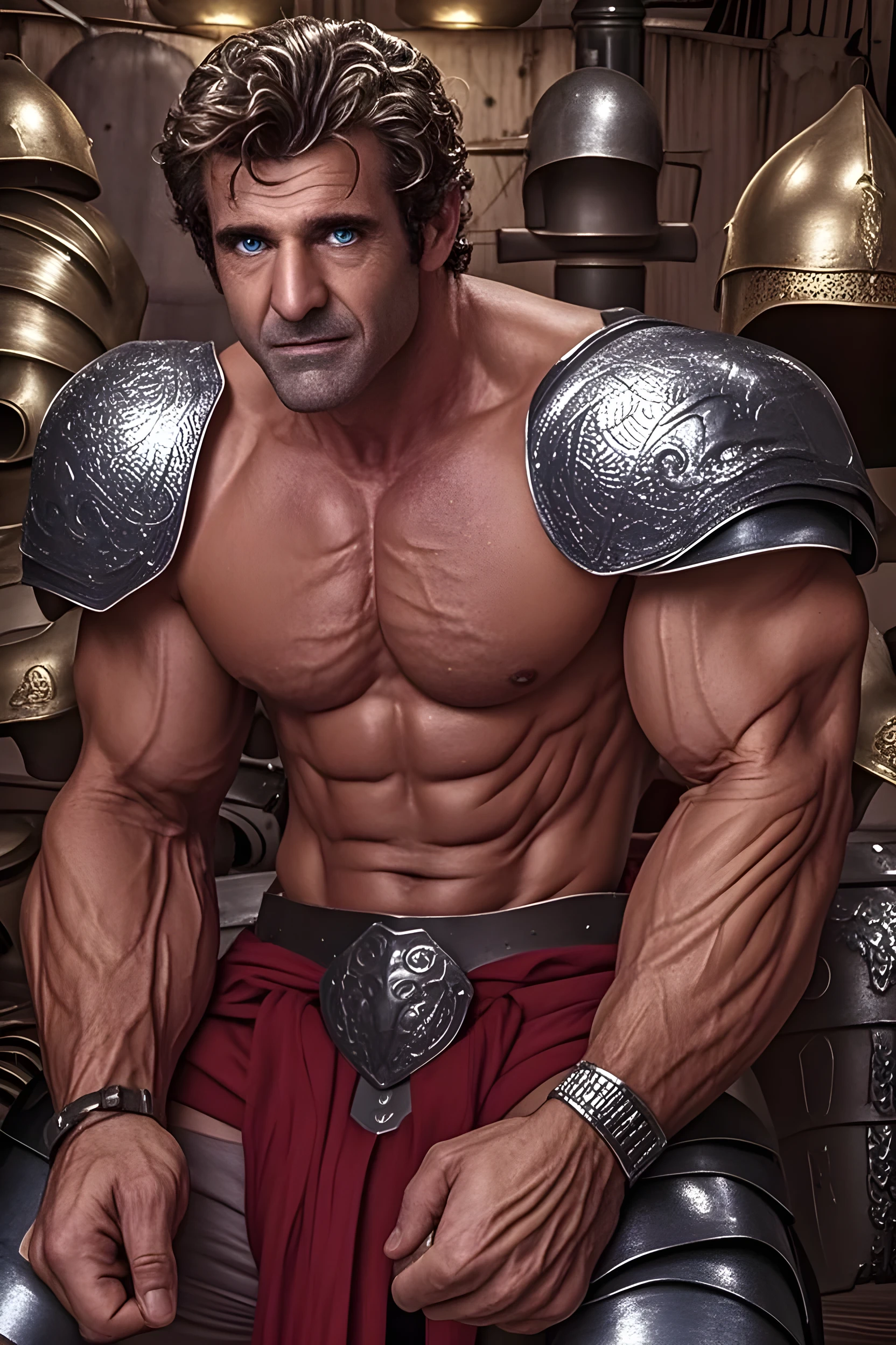 (masterpiece, intricately detailed, highest resolution, best quality:1.2), (doujin), a cocky old Indian pajeet, a 44 y.o muscle stud with a muscular physique sitting on a chair with black eyes,dark-skinned male, wearing a ((Ironman inspired, chest gay harness , armor, gauntlets, boots, tight shirt, gold metal gear,)), (excessive cum), (cum on body), (cum drip), flaccid penis,saggy balls,hairy chest,vascular,muscle striations,soft light,fantastic realism,