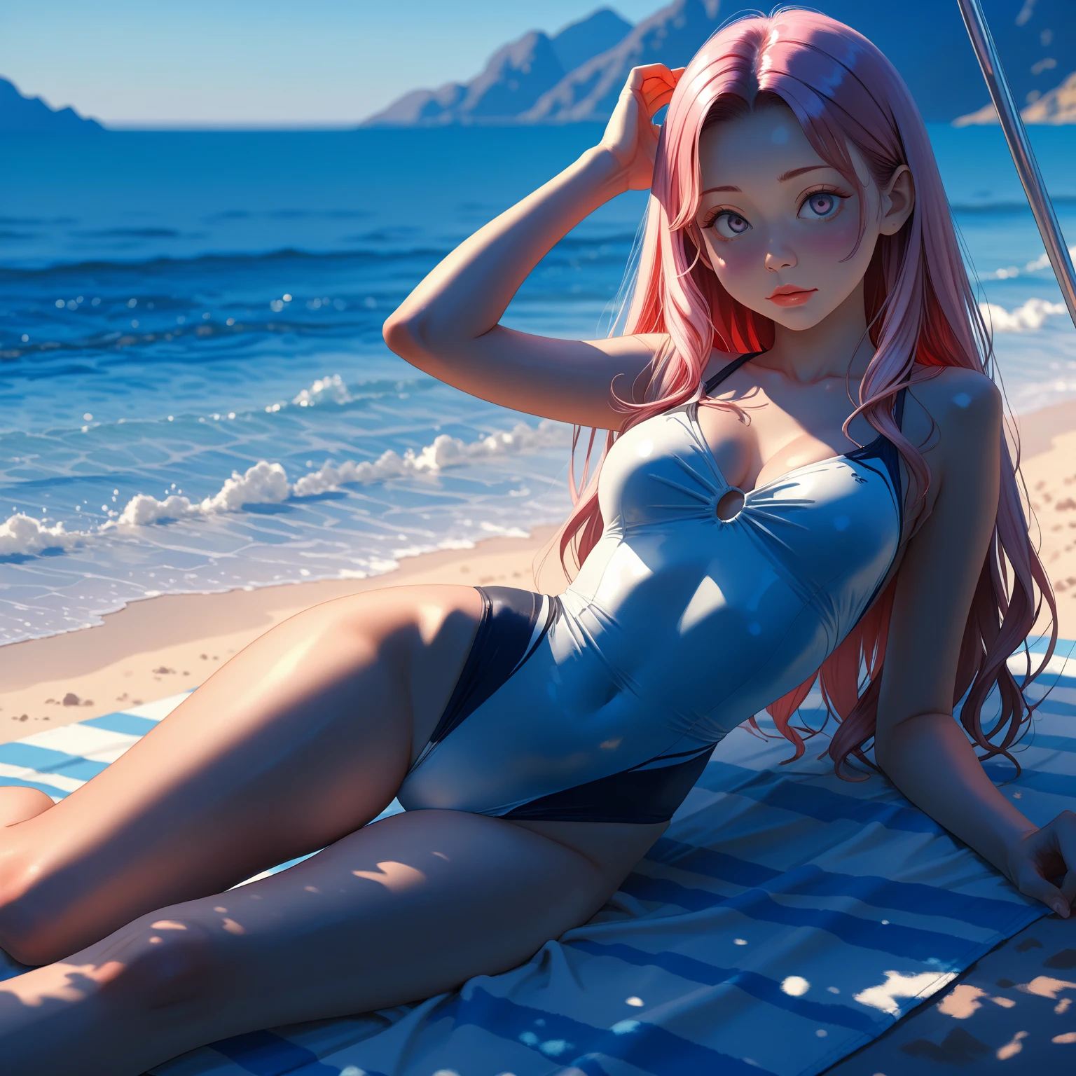Seaside bikinida has bare waist