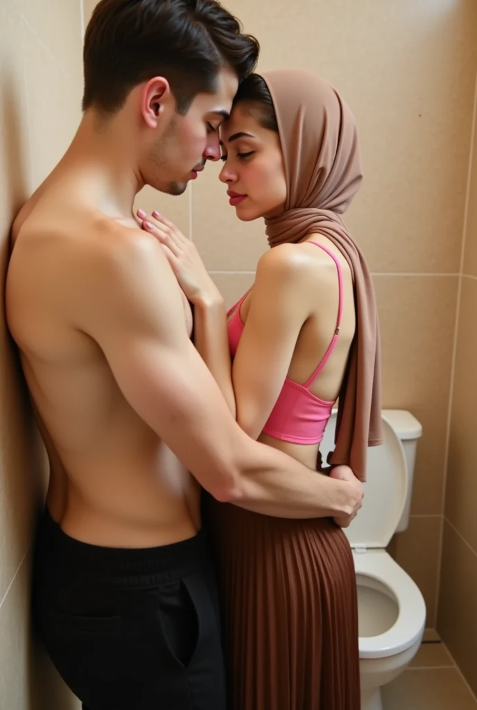 beautiful horny hijab indonesian lesbian girl,mom and teen,in bathroom,naked,shower together,rubbing pussy,looking to camera,kissing,wet,