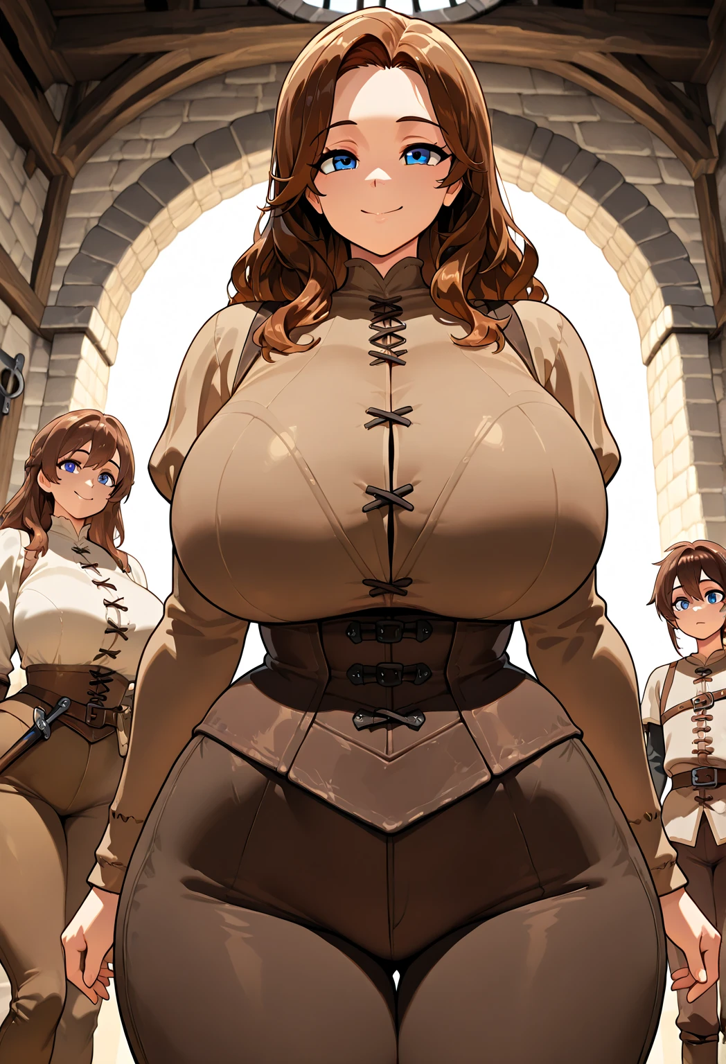 angry angry face bare legs big breasts comparing female female only garter belt huge breasts large breasts light skin light-skinned female long hair looking at viewer mature female milf mother and daughter photo (object) purple eyes pussy red hair thick thighs thighs twintails voluptuous voluptuous female mushoku tensei Hilda Boreas greyrat pussy nude high definition