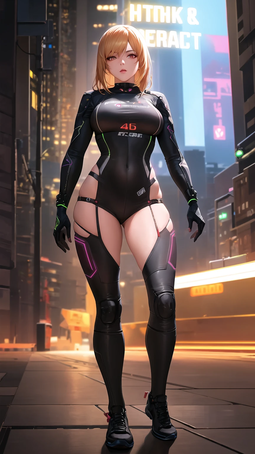 (masterpiece, highest quality), One girl, Black Hair, cyber punk, alone, Waist high, Sexy Appearance、Sexy proportions、Narrow waist