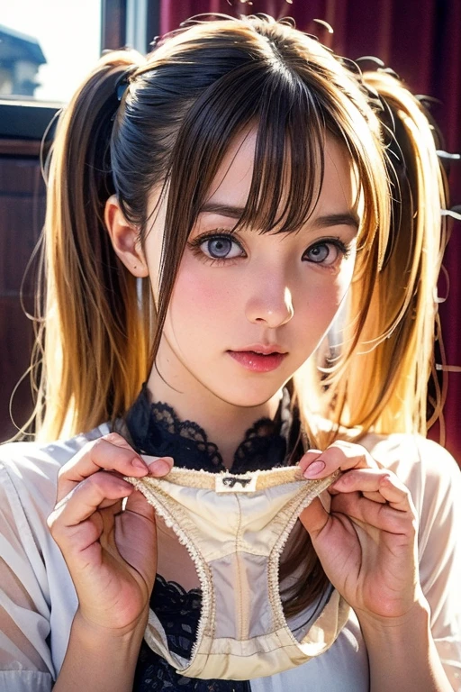 ((Correct Anatomy)),(Pleated mini skirt),((Black Pantyhose)),((high school girl)),((school uniform)),(((Sexy pose))),((Sailor suit)),Ultra-high resolution, Mature Woman, Mature Woman, Very detailed, Perfect hands, Detailed fingers, Beautiful fine details, (((Lace bra))),(Fancy lace panties), ((Long Hair)),((Twin tails)),Black choker, Earrings,(garter belt), (Big Breasts),Perfect Eyes, Seductive eyes,
