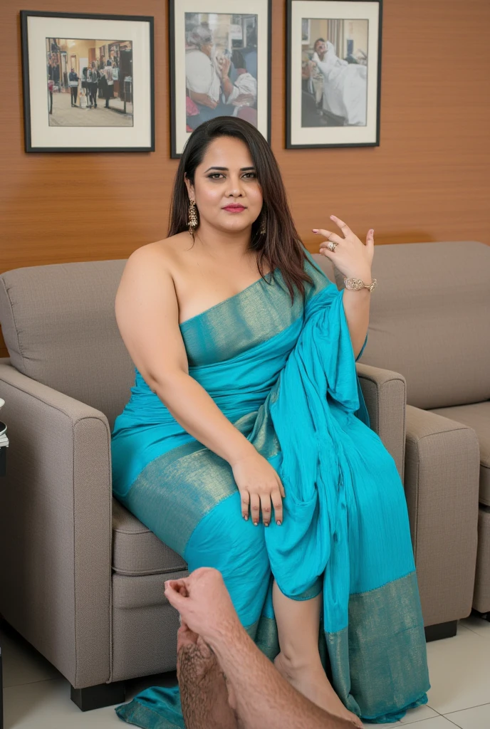 Day scene, full body photo of a plus sized 45 year old indian with a man from top view, (Masterpiece, Best Quality, High Resolution), office Background, (cum Splash on her breasts and nipples, cum Splash on her face, Splash of cum, cum Splash on her blouse, cum Splash on her eys), Sweet 25 year old South indian women sitting on her knees in a crowded party hall with a man, hour glass body red lips, silver colour silky gown, lightly makeup,ultra realistic, realistic, look at viewer (cinematic:1.3), intricate details,