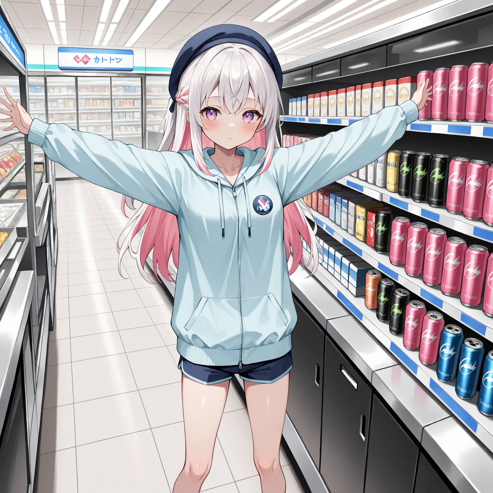 ((masterpiece)),(school swimwear),(small breasts),holding a water bottle
BREAK
(silver hair),beautiful detailed eyes,aqua eyes,15 years old,messy long hair,delicate beautiful face,vending machine,school,strong sunlight