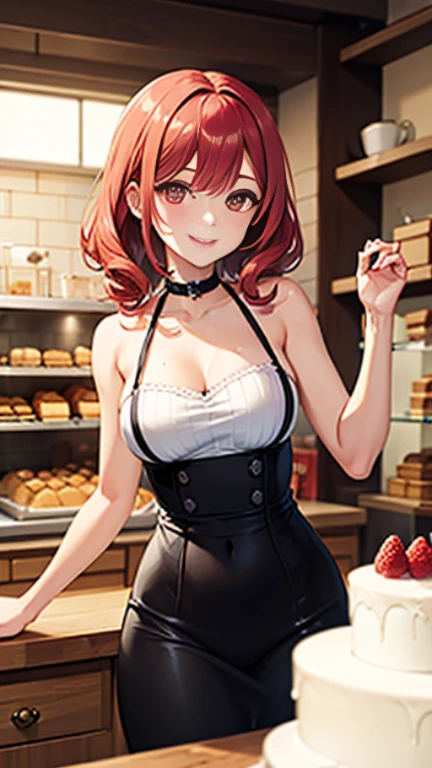 (((masterpiece, Highest quality, High resolution, 超High resolution, Perfect Pixel, Depth of written boundary, 4K, RTTX 10.0))), Beautiful Anime Women, Beautiful art style, Anime characters, ((Smooth texture, Realistic texture, Anime CG Style)), Exact finger count、Exact number of legs、(Exact number of arms:1.0, Exact number of hands:1.0), (Perfect hands, Perfect Anatomy), Cinematic, Realistic, Extremely detailed CG, Daytime lighting, Perfect lighting, Best Shadow, The best natural light, whole body, Perfect body, バランのとれたPerfect body, Perfectly balanced style, (Slender body:1.2), ((Long Hair, bangs, Reddish brown hair, Stylish hairstyle)), ((A cute woman stands with her hands in her panties:1.8)), (Put one hand in your panties:1.8), (fingering:1.8), (pussy juice:1.5), ((Bow tie around neck, High heels:1.3), (Sexy and cute dark pink underwear:1.3), (Stylish shiny dark pink satin panties, Side-tie panties, Panties with a plain dark pink center and lace decoration on the sides:1.3), (Thin panties with lots of frills and ribbons:1.3), (Dark pink micro lace satin bra, Dark pink bra with lace trim, A thin bra with lots of frills and ribbons:1.3), (lace garter belt, Garter Strings, Knee socks:1.3):1.3), (Beautiful big , Cleavage:1.1), (Embarrassed expression:1.4), blush, (sexual pleasure expression:1.5), (The expression of someone who is holding in the toilet:1.4), (Look up, Mouth half open:1.4), (Half-close your eyes:1.3), (Stylish cake shop, Receiving guests, Many customers in the background, A busy store, Chair, table:1.3), naked, In underwear, Waitress in underwear, (Frilly maid-like headband:1.2), whole body, Angle from the front, chizuru