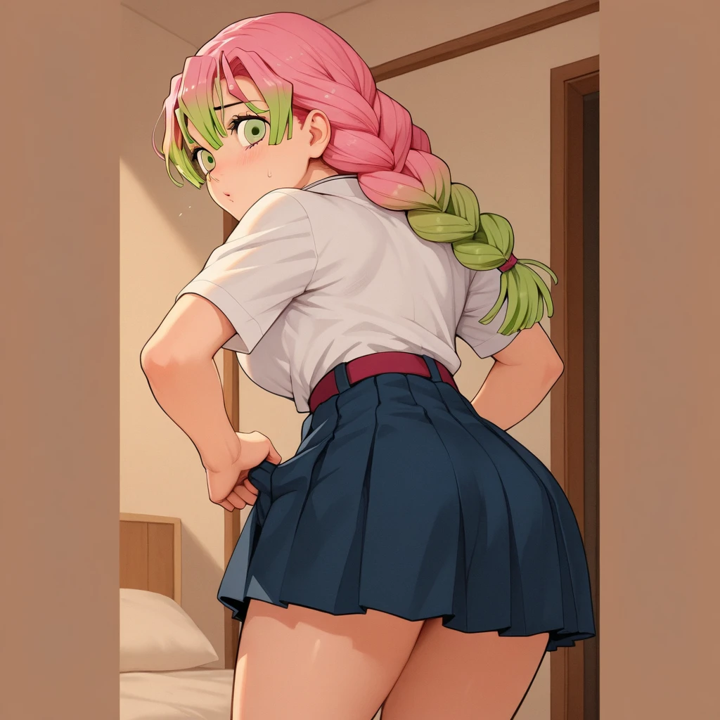 score_7_up, BREAK source_anime, KMitsuriV4XL, 1girl, solo, slight smile, office lady, office room, indoors, professional light, standing, dutch angle, (((((sexy pose in underwear)))))(((( boobs line visible)))