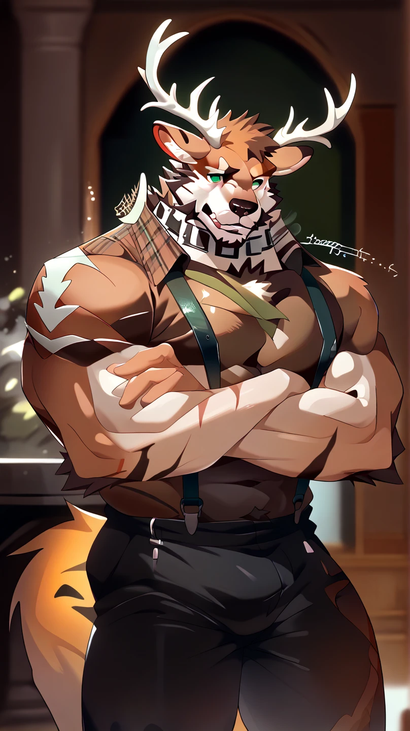 By bebebebebe, by lostgoose, by goonie-san, solo, ((snout, ears)), canine, ( German Shepherd ), male, smirking, (bodybuilder, muscular), only Black Underwear and Black Bandana And Black Cap, Showing fur Body, his a micro Furry, Behind him a Kitchen