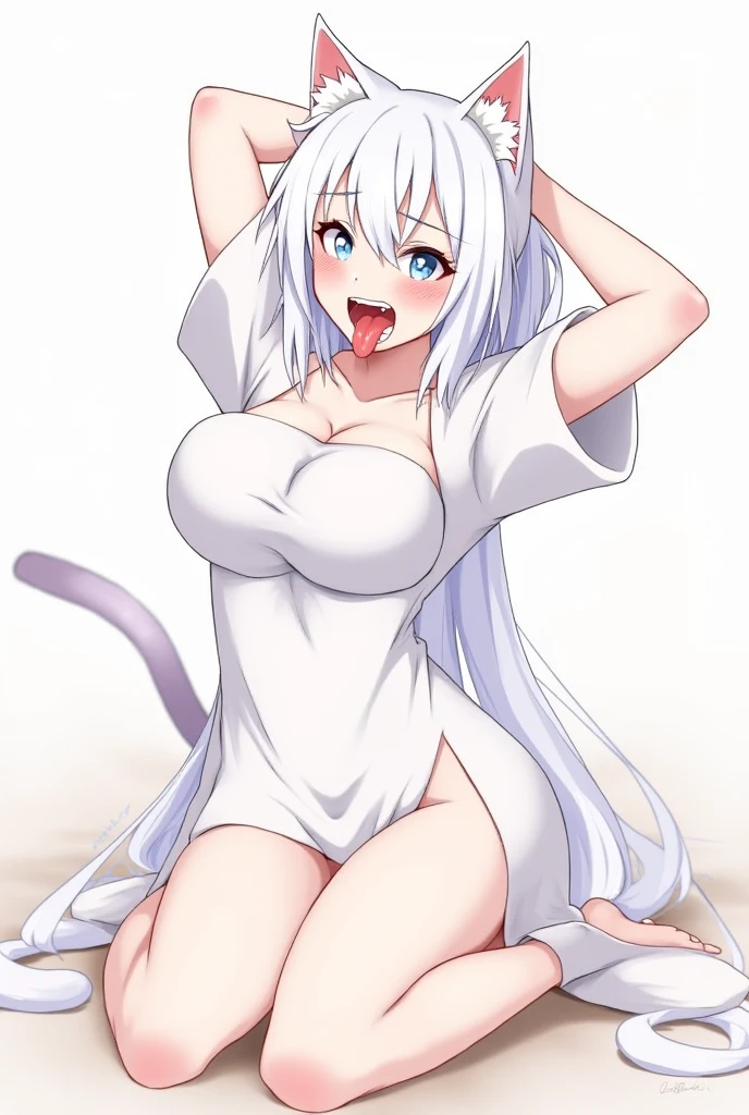 girl,whitehair,verylong hair,wedding dress,cat ear,purple eye,redglasses,symmetrical eyes,lambets eye,cold,Glance,dogtag necklace,thigh,spread legs,naked shirt,bottom less,beautiful,graceful,hold hand,on bad have used condom,show ,spread ,creampie,cum pool
