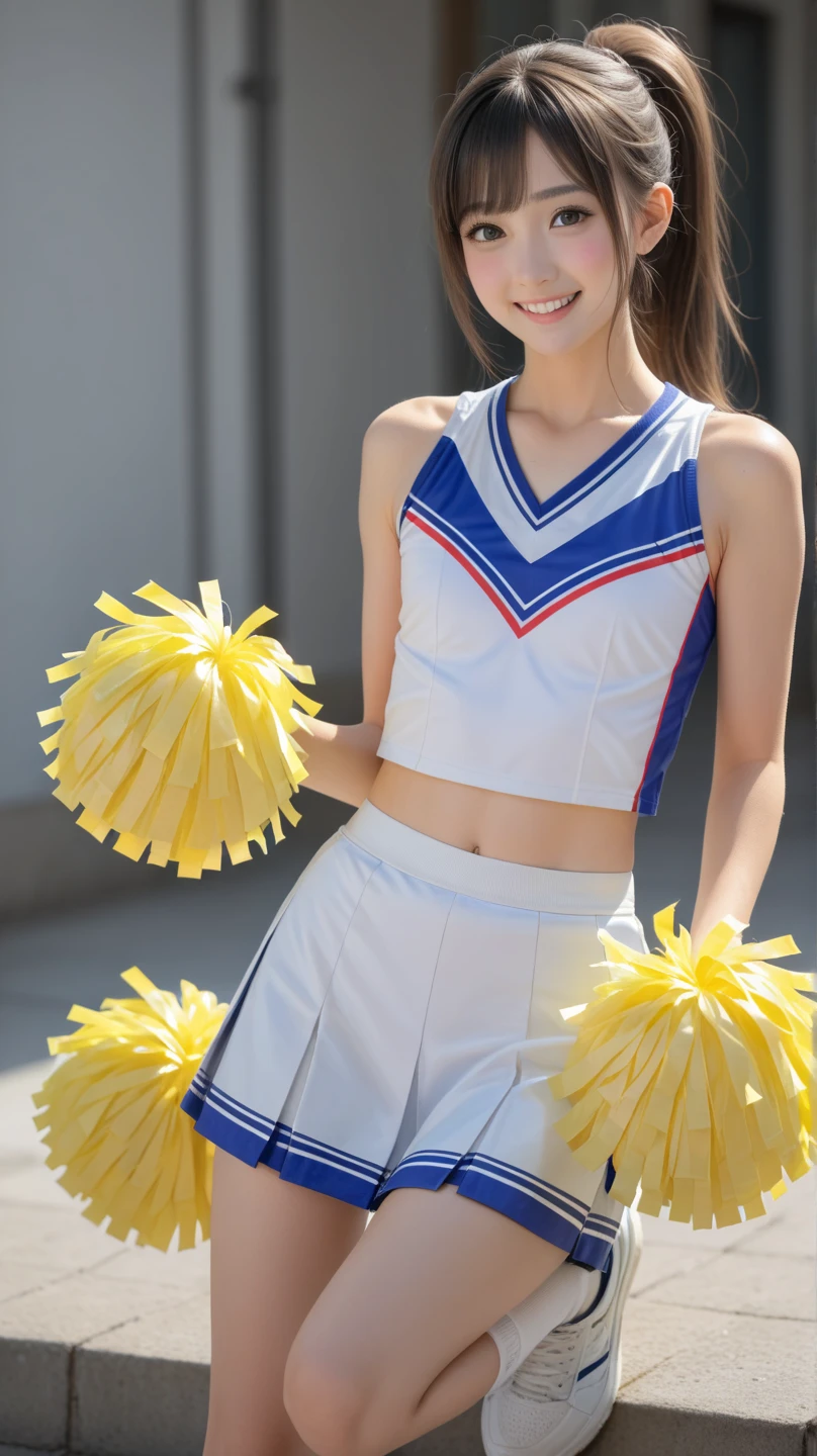 masterpiece, best quality, illustration, Super detailed, fine details, High resolution, 8K,wall paper, perfect dynamic composition,(Details High quality, realistic depiction of eyes:1.3), hotel room, (cheer girl:1.5),(a miniskirt), to stand、large breasts,short bob hair, black hair color, Big Natural Color Lip, bold sexy pose, crying a little、Harajuku style、20 year old girl、cute type、lolita、beautiful legs, hposing Gravure Idol