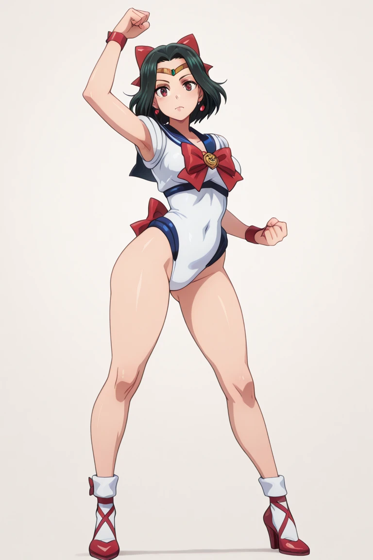 masterpiece, best quality, highly detailed, 8k, pure grey background, japanese comic, sketch, 20-year-old girl, athletic body, abs, muscular, beautiful face, shining eyes, long legs, short hair, big breasts, wearing white stockings, wearing white long boots with high heels, slender waist, tight butts, opening mouth, korean idol, dancing, elegant