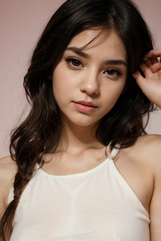 Arafida woman with white bra with blue bow, cerveja madison, woman with braided brown hair, brilhante, Retrato de Sophie Mudd, com pele brilhante, cerveja madison girl portrait, braids hairstyle, pele brilhante, :: cerveja madison, cabelo em rabo de cavalo baixo liso, Bella Poarca, bralette, 18 anos de idade, damp skin