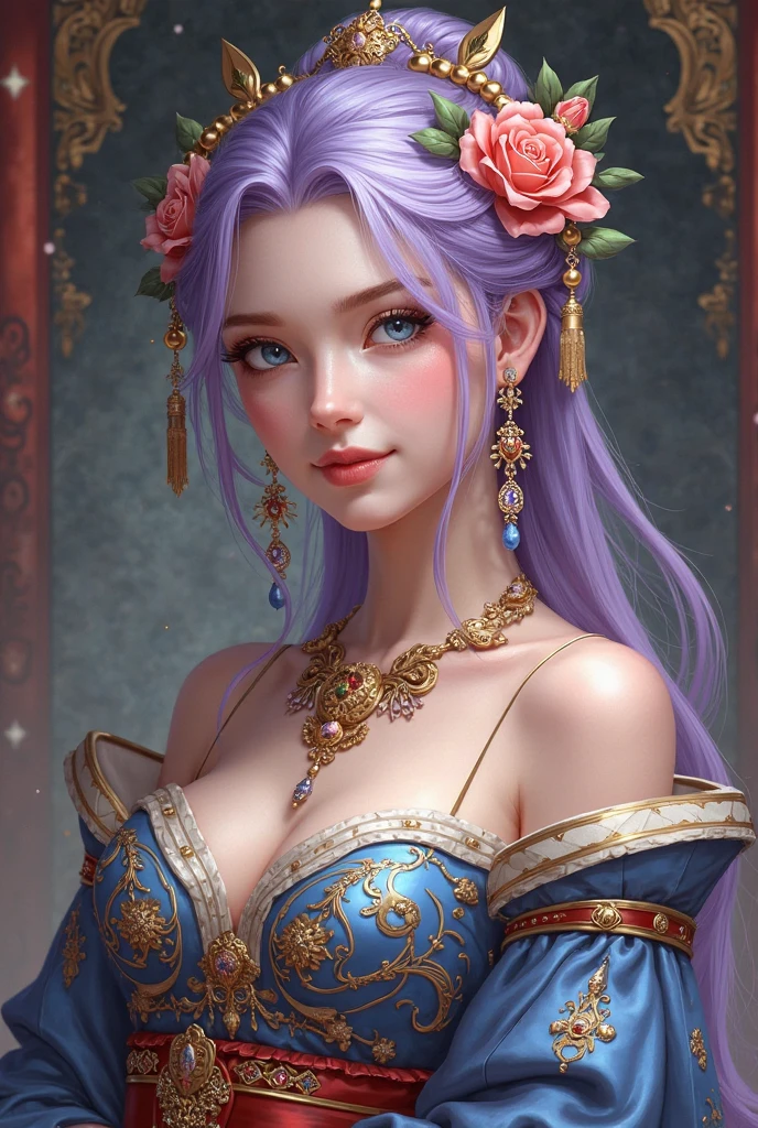 The bright eyes of a very beautiful princess, Portrait of a 35 year old mature woman, serious expression, rage, Super realistic, Super detailed, Dynamic facial expressions, big natural breasts, pastel purple dress, detailed and beautiful eyes,beautiful detailed lips,highly detailed eyes and face,long eyelashes, detailed face, masterpiece, 最high quality, high quality, High resolution,