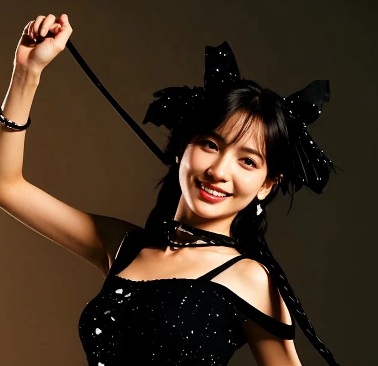 Beautiful woman in a black dress Japanese Cabaret Club