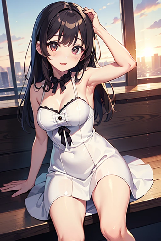 ((1 girl)), (nsfw:1.2), open,,shoulders exposed,crisp breasts exposed, clothes open, hand held clothes, torn open, chest tip exposed, (very detailed CG Unity 8k wallpaper), (masterpiece), (best quality), (super detailed), (best illustration), (best shadow), (realistic), (PureErosFace_V1:0.5), lens flare, (depth of field), (natural lighting), ultra-high resolution, (eye detail), charming smile , (brunet) , (((transparent nightdress))), (exposed chest), 18 years old,