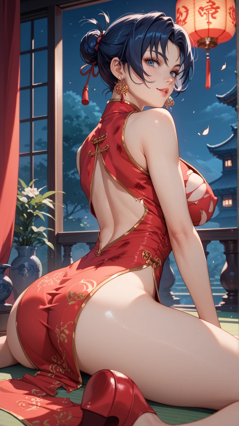 , Half-length portrait:1.3,Wearing(Tight cheongsam:1.7)Beautiful woman,Ideal proportions,Full breasts,Slim waist,Plump buttocks,White skin,Surrounded by accessories,In a crowded Chinese restaurant,(Best quality,4K,8K,high resolution,masterpiece:1.2),Ultra Detailed,(lifelike,Photo-like lifelike,Photo-like lifelike:1.37),Delicate eyes,Delicate lips,Extremely detailed face,Long eyelashes,Intricate details,Gorgeous accessories,Gorgeous decoration,Warm Lights,Vibrant colors,Dramatic lighting,Atmospheric,Movie-like,Award-winning