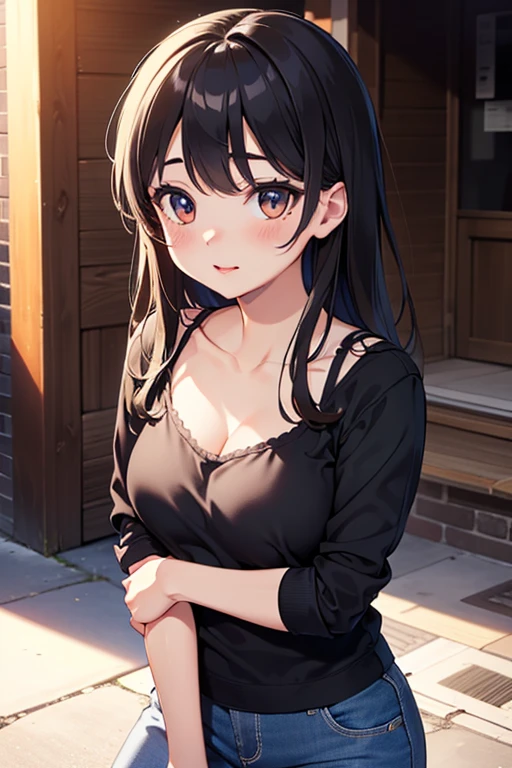 1girl, (solo:1.2), ((masterpiece)), (shadow), [slim], (small breasts), ((sharp focus)), pale skin, ((detailed eyes)), (blurry background), (dynamic angle), black hair, closed mouth, tank top, shorts, standing, interior, living room, straight hair, looking at viewer, cold expression, indifferent