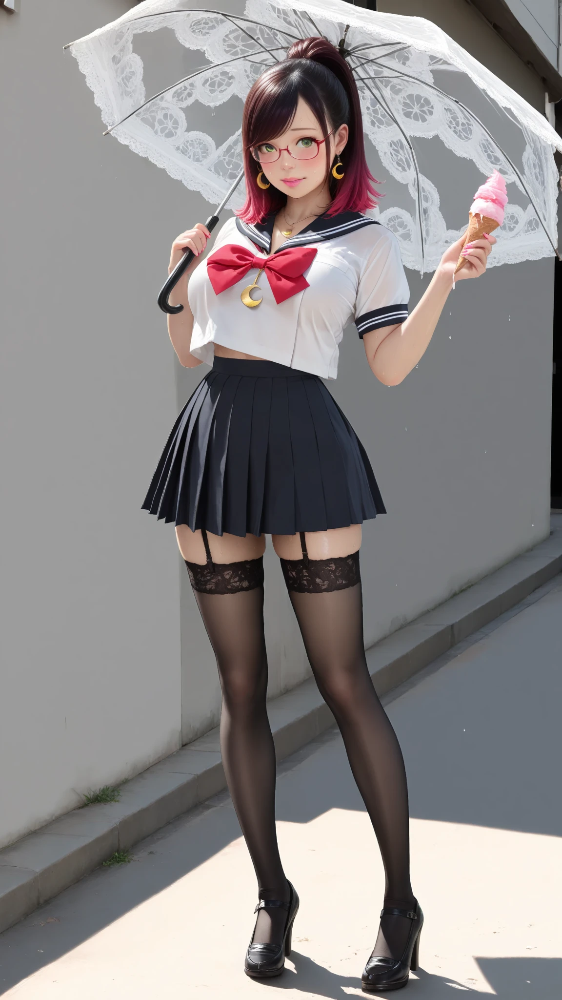 (Black and red sailor suit:1.3)、hi-school girl、Sexy and cute、Colossal tits、perspiring、Wet crotch、seductive angles、(White pantyhose:1.2)、Best Quality, masutepiece, 超A high resolution, (Photorealistic:1.4), Raw photo,8K,japanes、女の子1人、17 age、Perfect looks、hi-school girl、Chase、cute face、A smile、(Full body portrait:1.2)、stunningly beautiful、dynamicposes、delicated face、Lively eyes、No letters、No logo、bob cuts、A dark-haired、((Rear view:1.2))、Cute smile、cammel toe、(Black miniskirt:1.2)、((White panty:1.2))、beauty legs、perfectly proportions、((Butt close-up:1.2))、((Skirt twisted by the wind:1.2))、((I turn around with a surprised look on my face.:1.2))