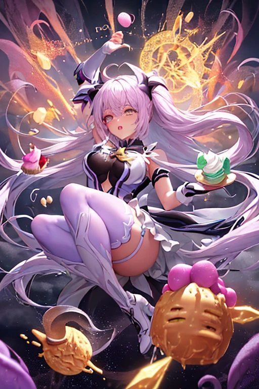 She has a lavender shell with a dark purple swirl and a red bow on top of it, as well as a turquoise snail body and lemon-yellow eyes. She also has blue pupils and a light blue snail bottom. SPARKLE; GLITTER