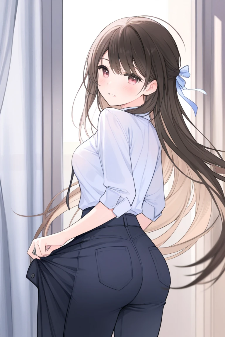 an unparalleled masterpiece、Ultra-realistic 8k CG、perfect artwork、wallpaper、1 Girl Girl Beautiful Girl、alone、beautiful face、
hair ornaments、looking at the viewer、Put a smile on your face、closed your mouth、hair ornaments、headless、jewelry、earrings、Brown hair long hair、◯◯ hairstyle、(())