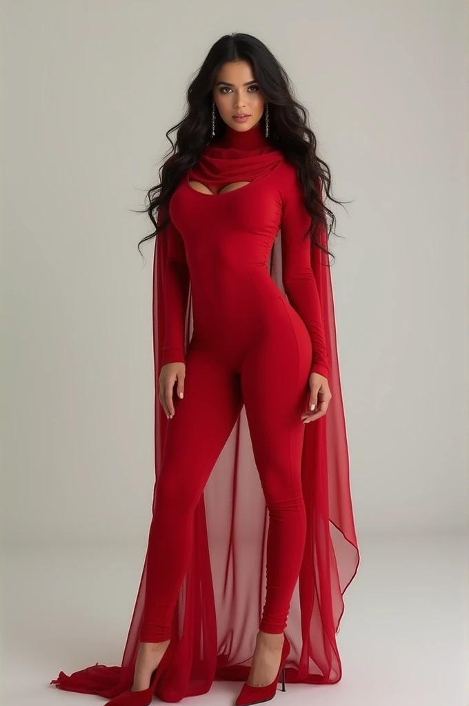 Aishwarya rai as corporate lady, red satin formal trousers with white cowl neck top, high heels, athletic curvy figure, open hair, erotic pose in balcony, day scene, hourglass figure, small breasts, fit, seductive face, look at camera and wink, erotic adult face, 40 yo, soft volumetric lights, intricate details, (ArtStation:1.2)