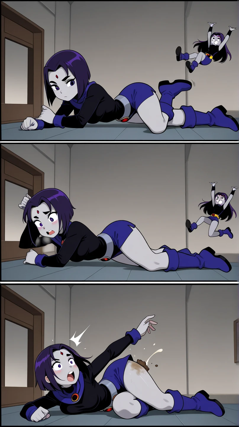 1Girl flar skin, and pigtails blue hair with bangs has big breasts, dress with black Maid suit with white stockings, with dark brown shoes, and with blue eyes pupils, with white gloves top-down bottom-up leggings,