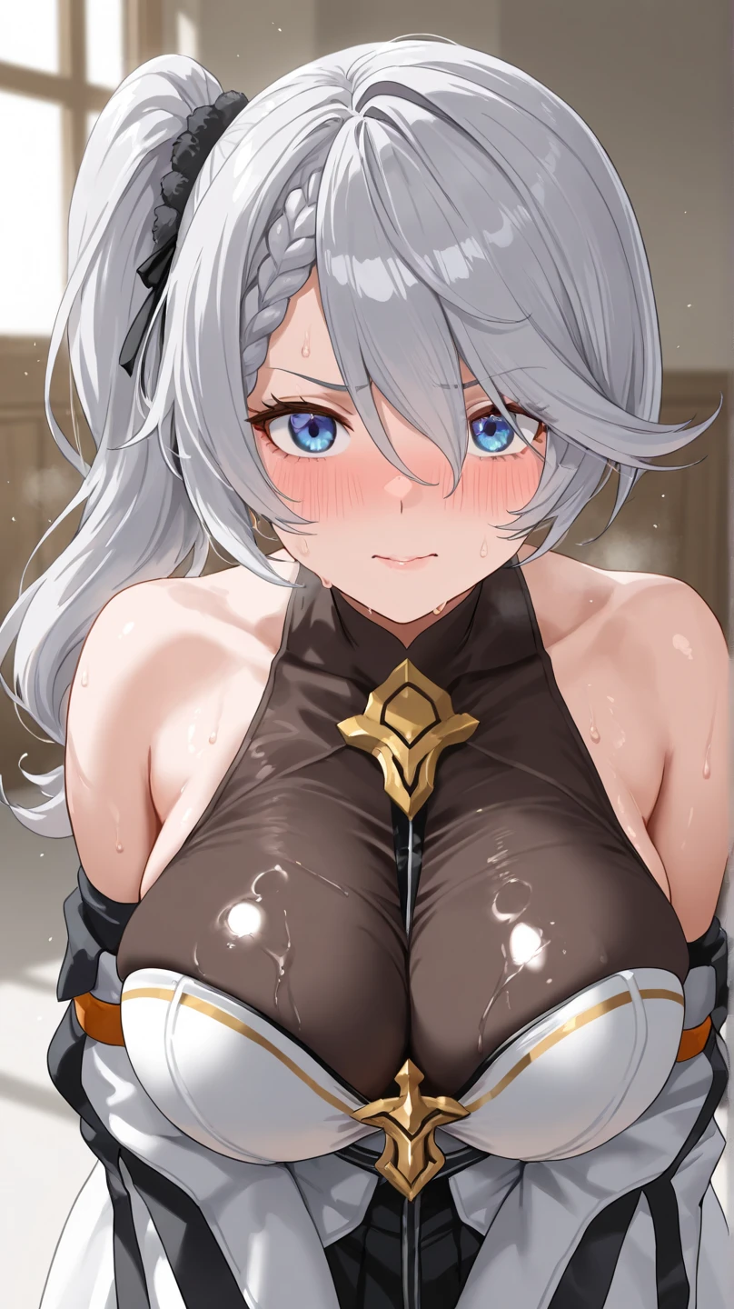 ((((Open your mouth))))、masterpiece,best quality,High resolution,8K, ultra detailed,bb Festival,((((( Captivating smile ))))),(((( Perfect Fingers )))) , (roman armor: 1.5),(roman helmet:1.5), Blonde,forehead, (Slicked back hair:1.5), Long Hair, High Ponytail, (Blue glasses:1.0), blue eyes, Highly detailed eyes, mini skirt,((Blowjob Gestures:1.5)),Open your mouth , tongue out , Sitting on bed,Heavy breathing ,Hand in front of your mouth,Squint your eyes、Sharp Eye、((steam,sweat、Vulgarity)),(Late Night:1.8, Dark lighting:1.6, dark:1.8, Spotlight)、Heart-shaped pupils, from front,high angle, nsfw, saliva,