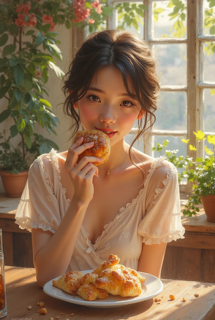 Still nature with lot of raisin and very beautiful girl
