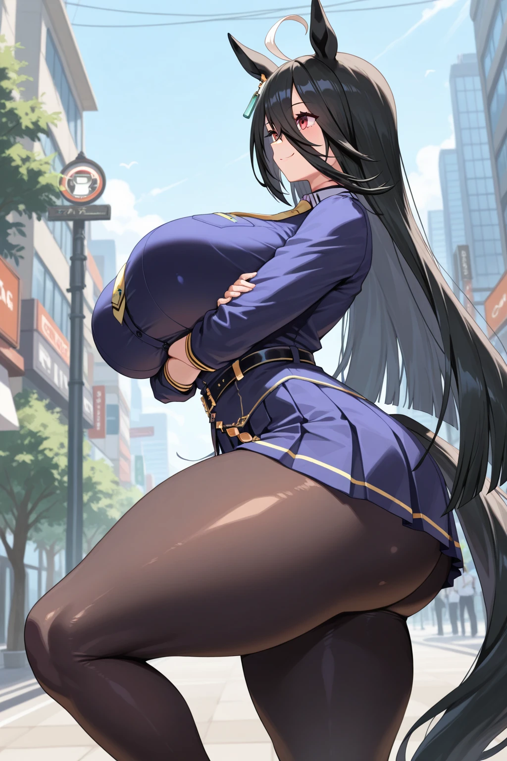 (highest quality、High resolution、Detailed Background)、(Highly detailed beautiful face:1.4)、cute teenage queen、Brown hair or cute hair color、Huge breasts、Realistic、Perfect body line、cute、A beautiful queen taller than a building、aerial photograph、aerial photograph、Sit in the building、Destroying the city with a smile、 (A giant queen bigger than a skyscraper destroys the city of Shibuya:1.5)、cute swimsuit スクール水着 Lying down