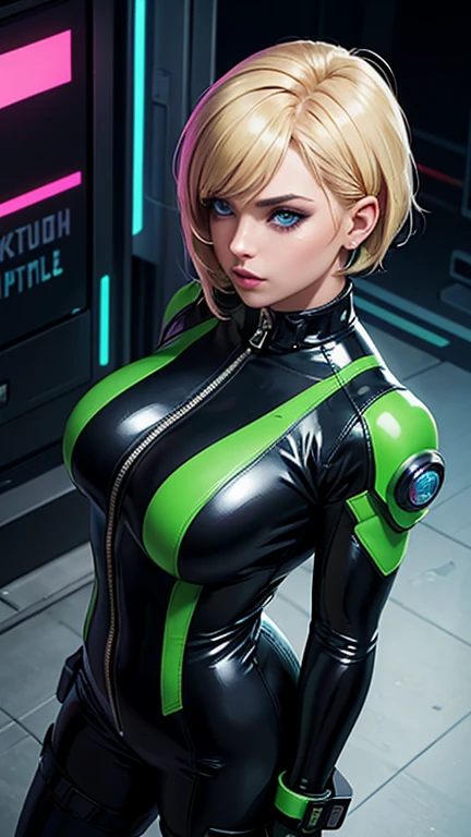 Pretty alien with green hair. (large chest:1.2). Dressed in a tight dress and short metallic dark red. Digital painting. Ultra detailed.8K.Photorealistic --Auto --S2
