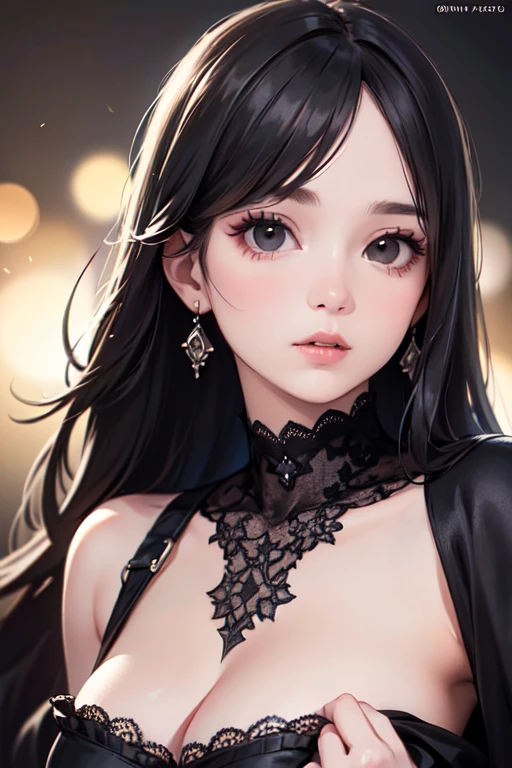 maste(Masterpiece, Top Quality, Best Quality, Official Art, Beautiful and Aesthetic: 1.2), (1 Girl: 1.3), Very Detailed, (Fractal Art: 1.1), Supreme Detail, (Zentangle: 1.2), (Abstract Background: 1.3), ((woman in makeup)), short hair, black hair,((huge breasts,)),(((cleavage,)))((35 year mature woman)), extremely realistic female eye,((blue eyes))((solamente))),cuerpo perfecto,manos perfectas,cara perfecta,
