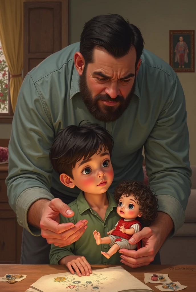 Sick father with his wife at his side crying with his baby in his arms