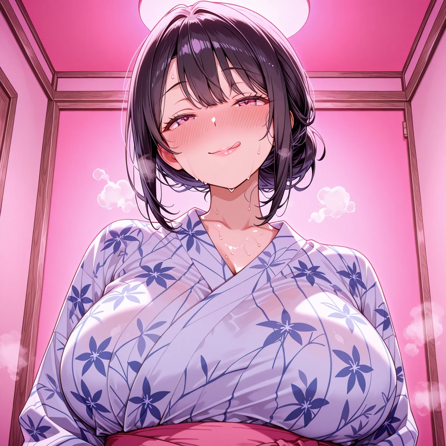 (((solo woman, 1woman))) Photo of a mature malay female with saggy breasts (((lying on the ground))) inside (girl's bedroom), 40yo, busty body, tall body, (tanned skin), dimples, light, detailed face, (((orgasm face, open mouth, tongue out, panting, spreading legs)), (((big breast, perfect breast, natural breast, G cup))), (((short hijab ,floral house dress))), (((body covered by semen, gapping vagina, vaginal juices)))