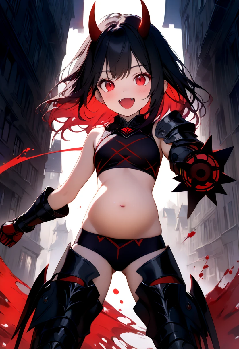 Lumen Reflection, Natural light, Exciting, 3 color scheme, Cowboy Shot, elegant, Sensual:0.6, View Viewer, One girl, woman, alone, blush, Open your mouth, smile, teeth, SFW, matoi ryuuko b, senketsu, Suspender skirt、Big Breasts