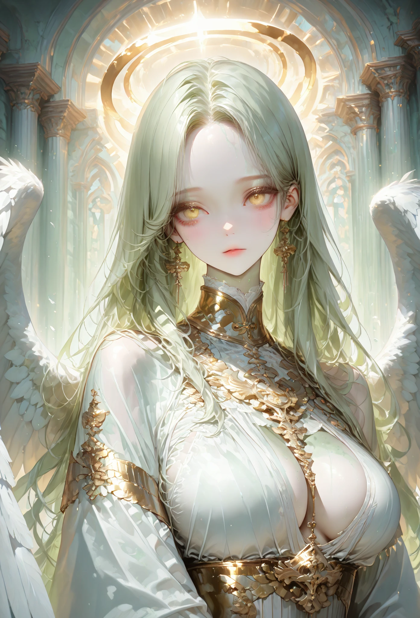 ((best quality)), ((masterpiece)), (detailed), alluring succubus, ethereal beauty, perched on a cloud, (fantasy illustration:1.3), enchanting gaze, captivating pose, delicate wings, otherworldly charm, mystical sky, (Luis Royo:1.2), (Yoshitaka Amano:1.1), moonlit night, soft colors, (detailed cloudscape:1.3), (high-resolution:1.2)