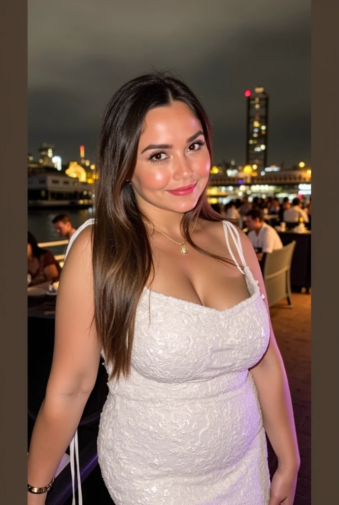 woman standing on a bridge with a city skyline in the background, portrait sophie mudd, violet myers, kaitlyn michelle siragusa, valentina remenar, beautiful and smiling, viktoria gavrilenko, in the city, angelawhite, photo of young woman, lorena avarez, 3 0 years old woman, 30 years old woman, huge tits, beautiful girl, big ass, huge ass, bbw, from behind, thick, thick thighs, wide hips, bbw, big , sideboob, giant ass, side view, big butt, round butt, tight underwear, underwear halfway off, underwear taking off, grabbing ass, ass spilling over underwear, too thick for clothes, facing right, naked, naked ass hanging out of pants, no pants, no clothes, Big , huge , no clothes, sexy, cute, minimal clothes, thick, l, thick nipples, large areola, hard nipples, piercing through shirt, nipples hard through shirt, busty, major cleavage, naked, ripping through top, spilling over sides, bra too tight, giant , extra wide hips, upper body zoom in, showing off huge tits, large areola showing, major cleavage, down to stomach, wide hips, sexy, upper body zoom, showing off , top half only, showing only upper, only a bra, showing off cleavage, naked, big showing, big out, no clothes, skinny, naked