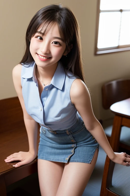 score_9, score_8_up, score_7_up, BREAK rating_explicit,(photo-realistic:1.2),(professional photo), realistic photo,subsurface scattering, volumetric lighting, light from the front, BREAK 1 female,22years old,kawaii,((Japanese)),Japanese idol face,black updo hair with side bangs,realistic skin texture,solo,kawaii, perfect body, BREAK (wearing pastel no-sleeve onepiece dress,sexy lace panty,sandals),(pale skin),(slender body:1.2),(small breasts),large hip, (blushing),day,bluesky,cafe,(sitting on chair),(hot coffee & １ cake on the table),from head to knee shot,visible shadow of erect nipples,smile,(I can see her panty:1.3),(downblouse),(I can see her nipple:1.4),