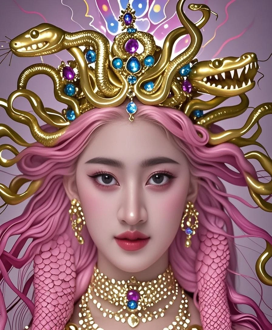 Lord Shiva with a snake around his neck and holding a fan, Skin color is purple,portrait of a scorpion goddess, Liliana Vess, Snake Woman Hybrid, a stunning portrait of a goddess, goddess. Extremely high detail, Artgerm Julie Bell Beeple, goddess close-up portrait, Artgerm details, Tom Bagshaw Weta Studios, portrait of a beautiful goddess
