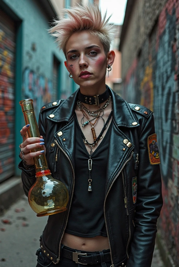 punk outfit, chain necklace, atmospheric, cinematic, high detail, masterpiece,photo, raw,realistic <lora:43stl1ght1ngXLP2:0.4> <lora:Concept Art Twilight Style SDXL_LoRA_Pony Diffusion V6 XL:0.6> smoking a cigar,, score_9, score_8_up, score_7_up,
