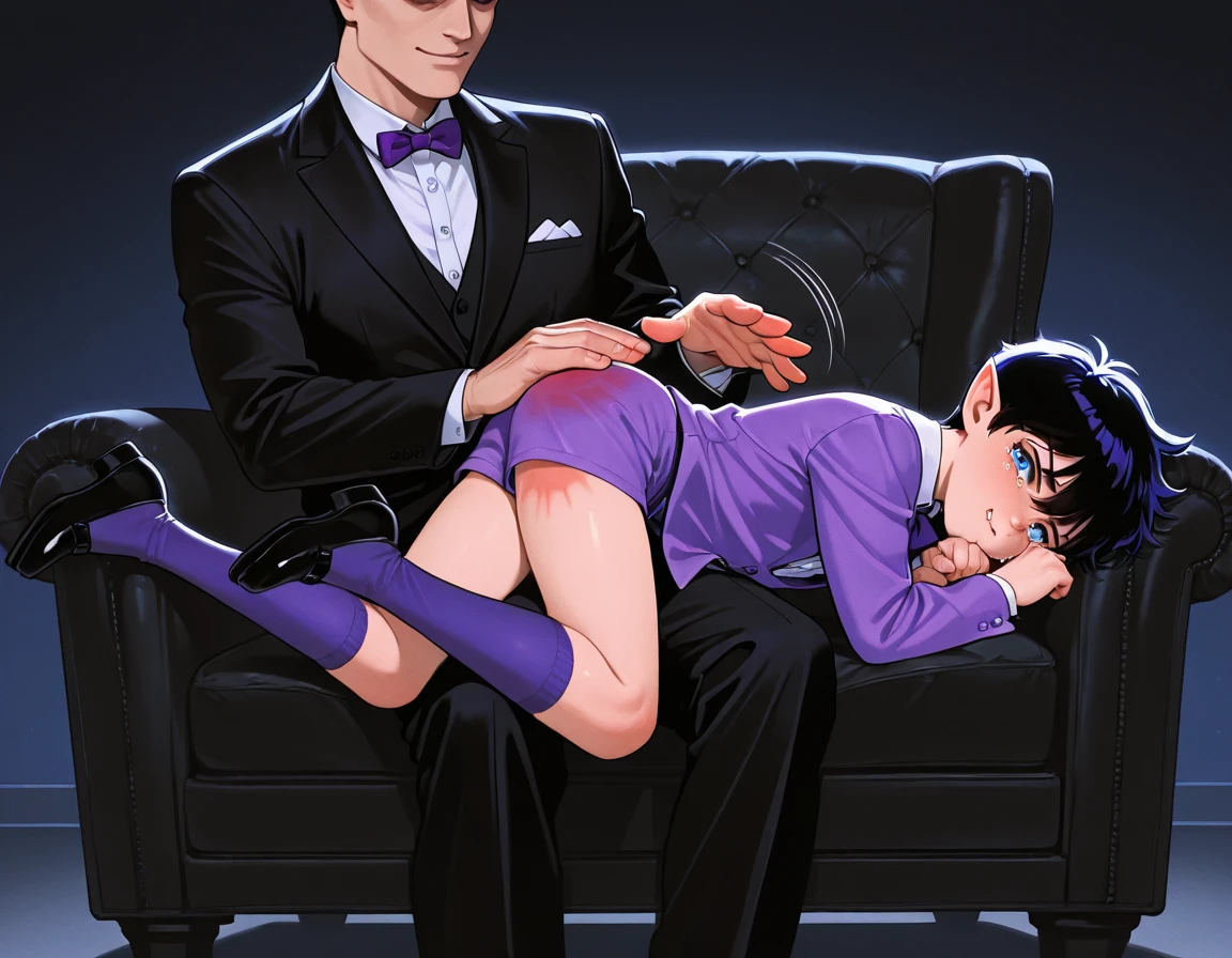 female, (Detailed face), (solo:1.1), [(thin:1.1) : small petite : (ivy pepper):4], (Detailed face), (more details, detailed background:1.1), (tail:1.1), smile, holding a penis in hand, satin skirt suit, (((pinstripe suit and tie))), (((three-piece suit))), ((suit jacket with waistcoat)), silk dress shirt, shirt and tie, striped necktie, (((blazer))), (((suit jacket))), (((open jacket))), ((waistcoat)), (((bodycon miniskirt))), pencil skirt, tights, (((pocket square))), (((tie clip))), (((cufflinks))), (((tail))), makeup, eyeshadow, shiny eyeshadow, bedroom eyes, (((bukkake))), (((cum on face))), facial, running makeup , cum covered face, aroused, servicing male, holding , sticky, blushing , aroused, covered in cum, messy, multiple men, high heels, pleasure face, touching face, hand on face, anal sex, on back, lying down, gangbang,